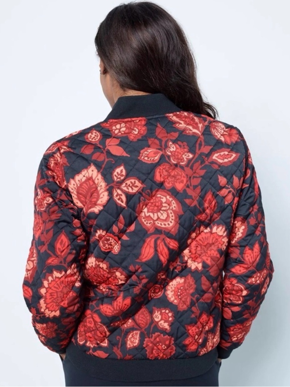 Jason Wu Red Floral Quilted Bomber Jacket - Picture 2 of 8